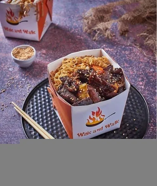 Veg Noodles with Beef Teriyaki - Wok and Walk